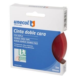 CINTA DOBLE CARA, Rollo 5 m x 19 mm en estuche
