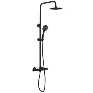 Termostática ducha columna 2V. THERM-BO telesc. Roc. Red. 250mm ABS Negro mate EVO557NM Griferias Borras