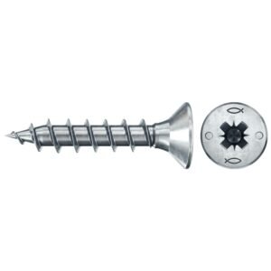 Tornillo de aglomerado fischer PowerFast II CZF 3x12 BC con cabeza avellanada, rosca total y engarce PZ (200 uds.)