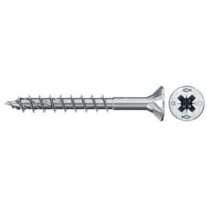 Tornillo de aglomerado fischer PowerFast II CZP 4x30 BC con cabeza avellanada, rosca parcial y engarce PZ (1000 uds.)