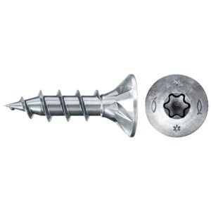 Tornillos para madera fischer PowerFast II CTF 4x16 BC con cabeza avellanada, rosca total y engarce TX (200 uds.)