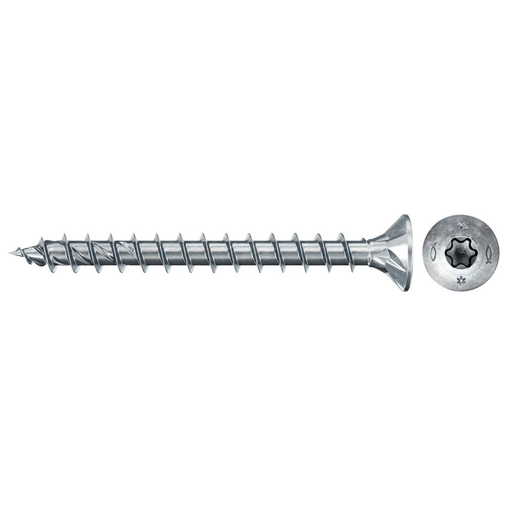 Tornillos para madera fischer PowerFast II CTF 4x25 BC con cabeza avellanada, rosca total y engarce TX (1000 uds.)