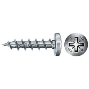 Tornillo de aglomerado fischer PowerFast II PZF 4,5x16 BC con cabeza redonda, rosca completa y engarce PZ (200 uds.)