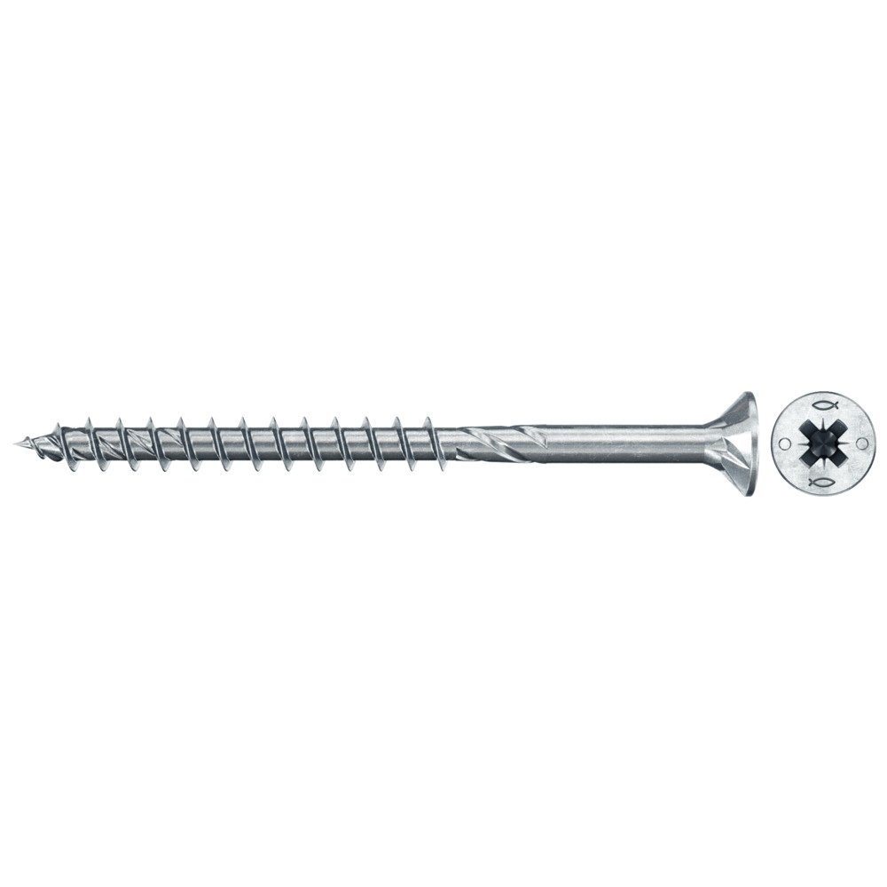 Tornillo de aglomerado fischer PowerFast II CZP 4,5x80 BC con cabeza avellanada, rosca parcial y engarce PZ (500 uds.)