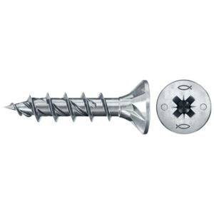 Tornillos de aglomerado fischer PowerFast II CZF 5x30 BC con cabeza avellanada, rosca total y engarce PZ (30 uds.)