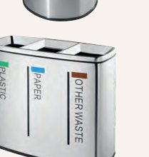 Papelera para reciclaje gran capacidad 3 cubetas 42 l acero inoxidable AISI 304 satinado