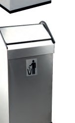 Papelera con cabezal y tapa basculante acero inoxidable AISI 304 35 l brillo