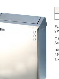 Papelera acero inoxidable AISI 304 mural, con tapa y cerradura blanco 23 l