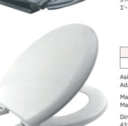 Asiento con tapa para inodoro MADERA prensada color gris, adaptación universal