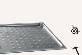 Plato de ducha enrasado y antivandálico acero inoxidable AISI 304