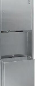 Mueble compacto para empotrar con papelera, dosificador de jabón y dispensador papel toalla