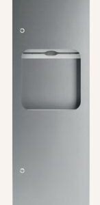 Disp. papel y papelera INOX encastrado, bisagras ocultas, puerta plana,1400x350x110 mm