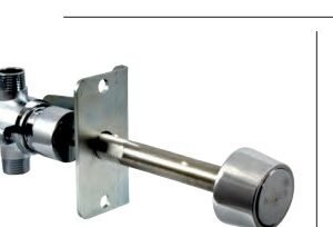 Conjunto grifo antivandálico, caudal LEED 1,89 l/min, pulsación antiblocaje, para instalación trasmuro en pared de 10 cm