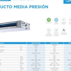 MIDEA MIH71T2N18 - U.Int. Conductos Media P. V8 7,1kW Fri. 8,0kW Cal.