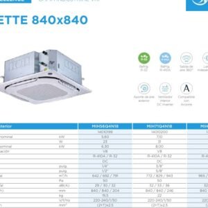 MIDEA MIH56Q4N18 - U.Int. Cassette V8 4 vías 840x840 5,6kW Fri. 6,3kW Cal.