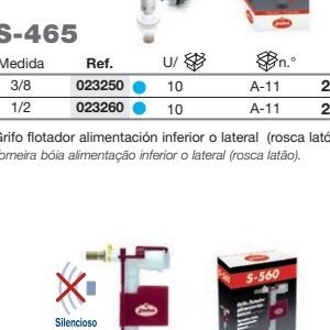 S-465 GRIFO FLOTADOR DUAL 3/8 3/8